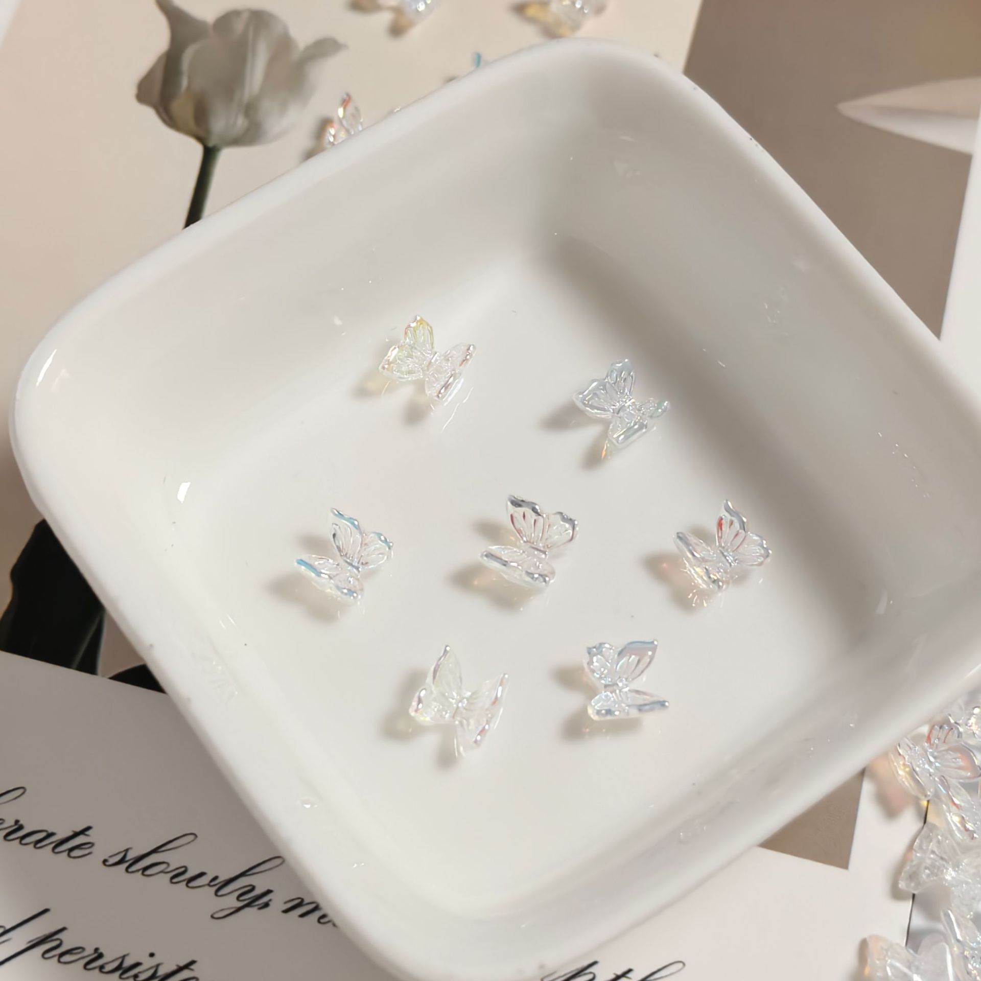 Nail Art Accessories Aurora Color Stereo Butterfly Ins Xiaohongshu Popular Same Style Earrings DIY Material Jewelry Accessories