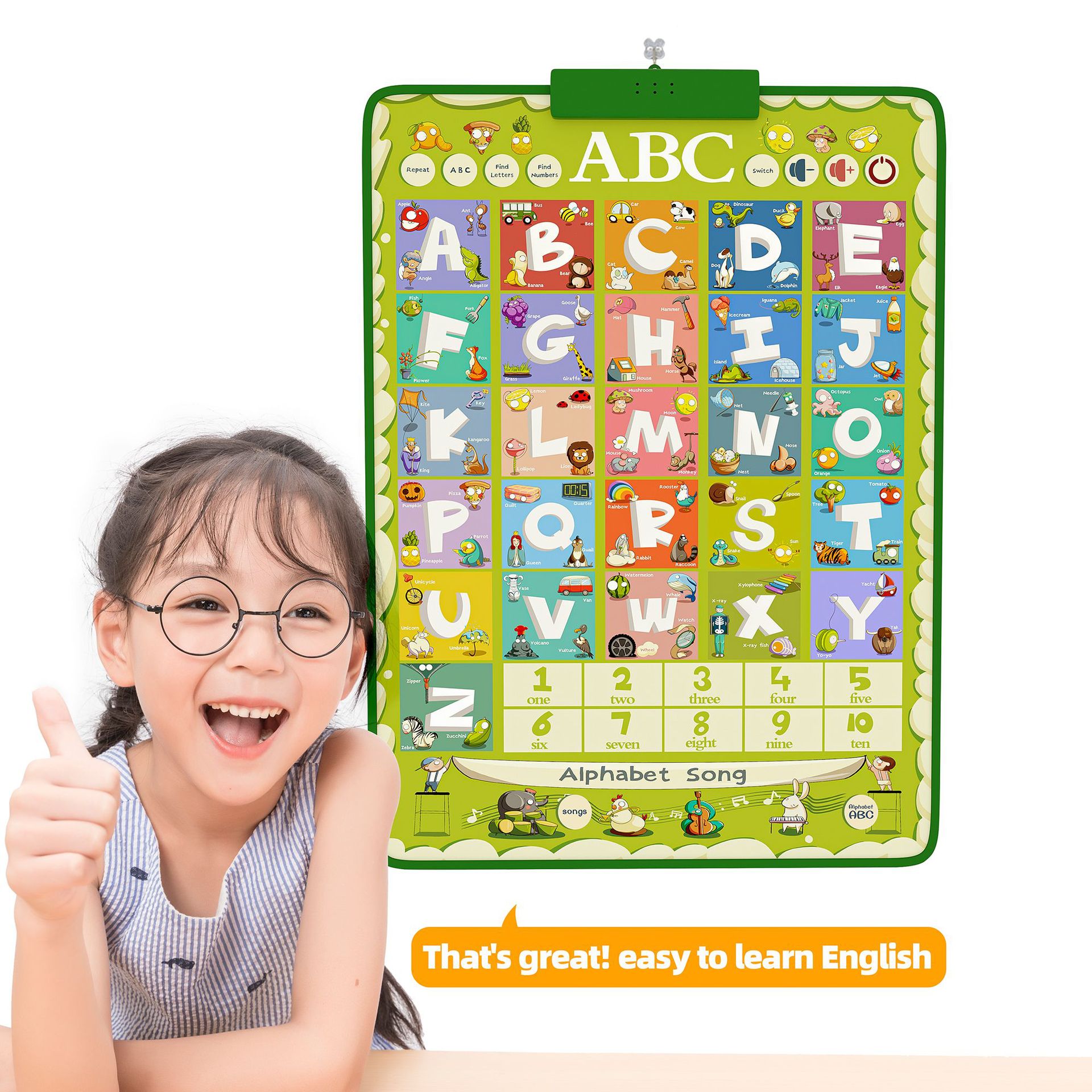 Cross-border audio wall chart baby early education puzzle cute bear kindergarten pinyin digital English learning teaching toys
