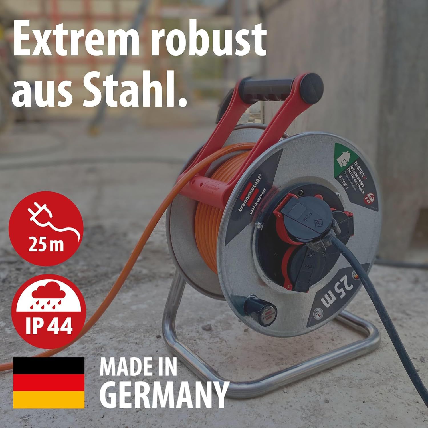 Brennenstuhl Garant S V2 Ip44 Cable Drum 25m Outdoor (Made