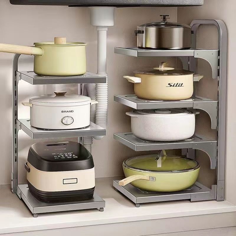 Kitchen Storage Rack Pot Rack New Multi-layer Adjustable Drop Sink Cabinet Interior Corner Narrow Storage Shelf
