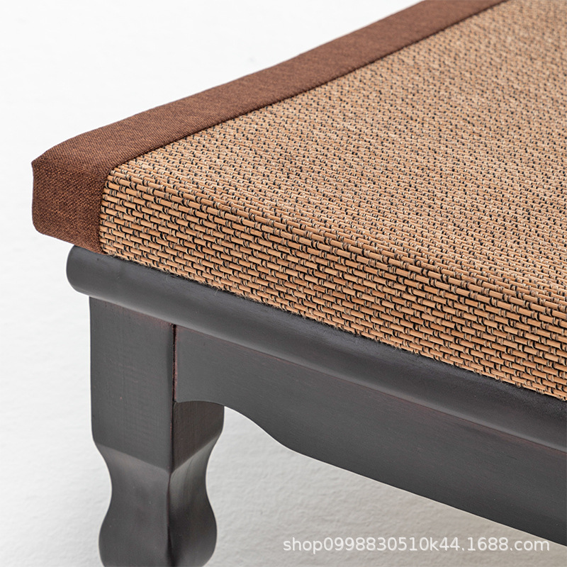 Solid Wood Home Buddha Ritual Kneeling Stool Four-legged Bamboo Silk Grass Chair Temple Buddha Worship Kneeling Pad Home Futon Kneeling Pad