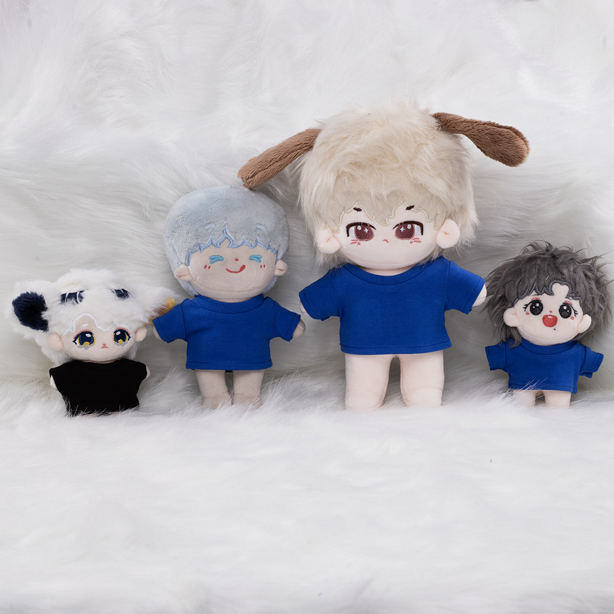 Doll 10/15cm20cm cotton doll black and white short sleeve T-shirt doll doll clothes can add LOGO pattern