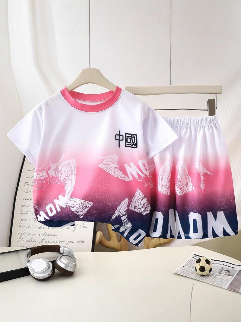 Factory direct supply handsome quick-drying basketball suit short-sleeved suit children's baby clothes for boys and girls outdoor sportswear