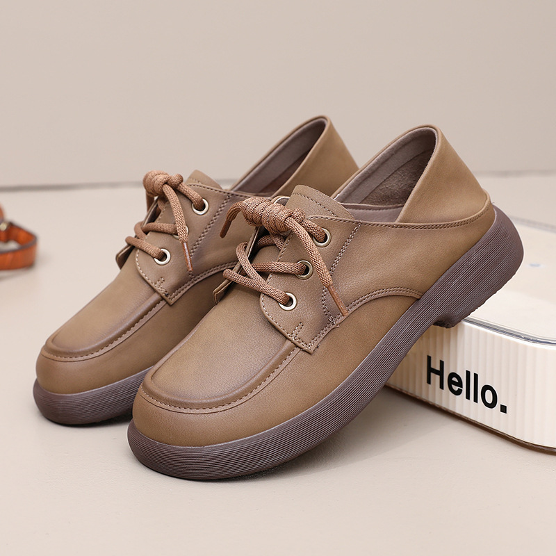 New Genuine Leather Soft-soled Mother's Single-layer Shoes Thick-soled Loafers Non-slip Middle-aged and Elderly Women's Shoes Women's Casual Shoes for Spring and Autumn