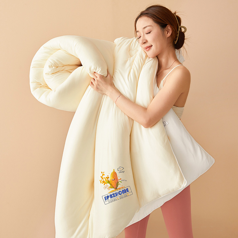 Total Nantong Maifangtian 2025 Model Milk Silk Corn Quilt Antibacterial Quilt Winter Quilt Knitted Cotton Quilt Core Spring and Autumn
