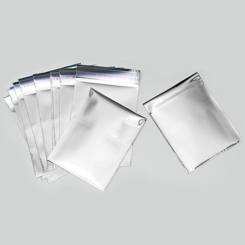 Aluminum self-sealing bag silver self-adhesive bag blind bag card sleeve self-adhesive bag food packaging bag aluminum foil self-supporting packaging bag