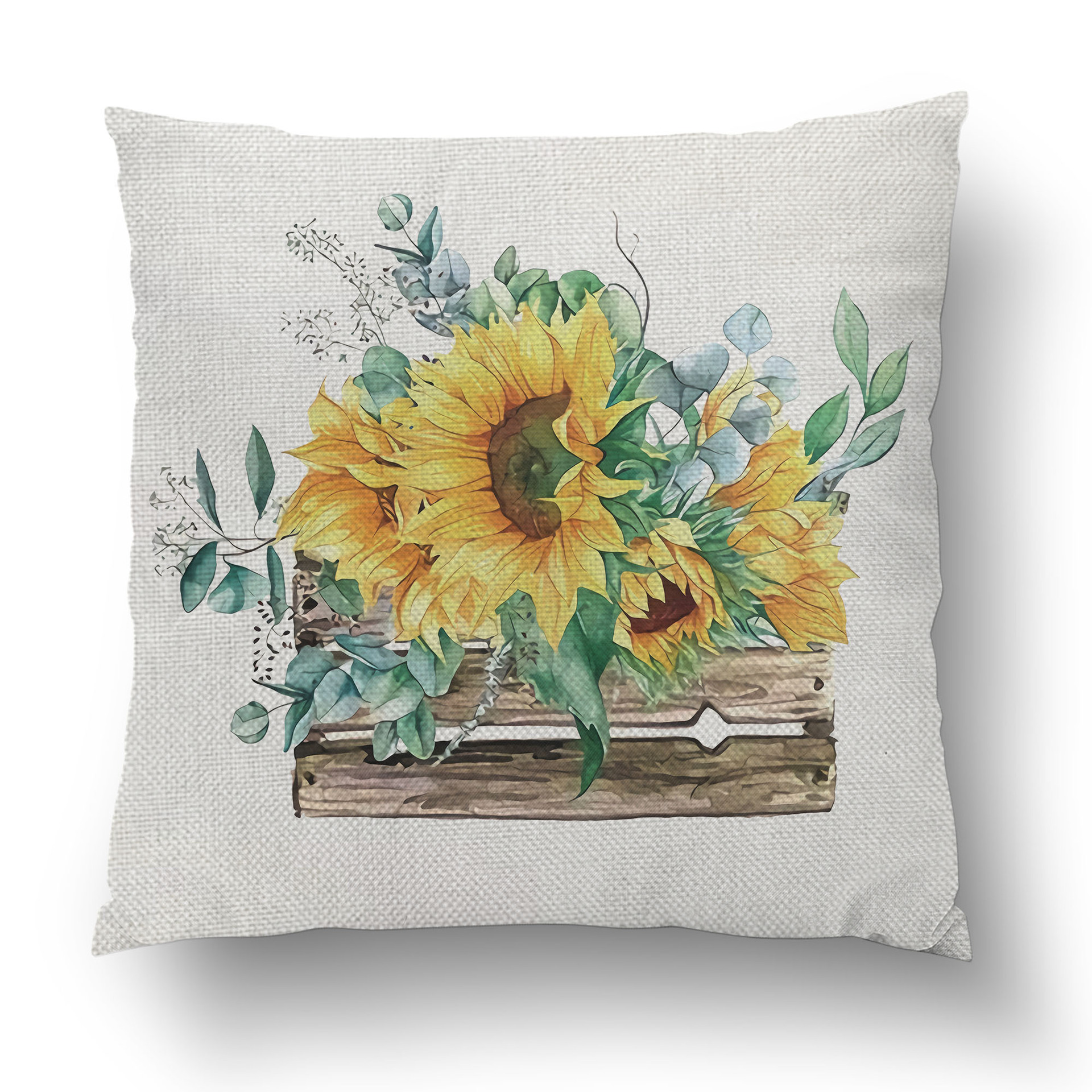 Spring Plant Flower Pattern Printed Linen Pillow Case Home Ambience Decorative Sofa Cushion Cover Car Seat