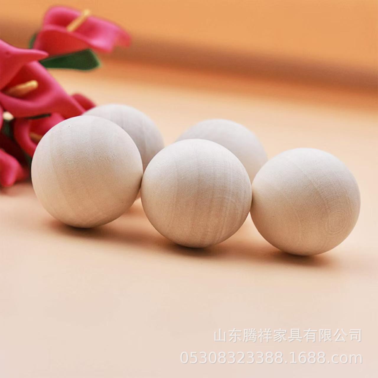 Factory Direct Sales Primary Color Wooden Lotus Wood Round Ball Solid Wood Ball DIY Multi-Specification Non-Porous Solid Wood Round Beads Wooden Beads
