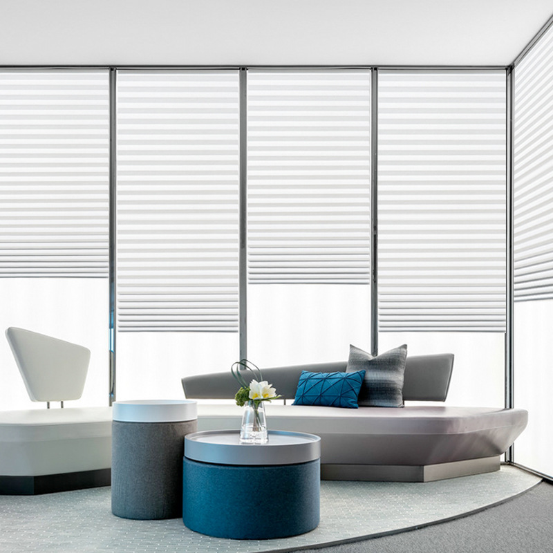 Curtain Cross-border Simple Non-woven Pleated Curtain Pleated Curtain Pleated Curtain Non-perforated Adhesive Folding Semi-full Shading Venetian Curtain