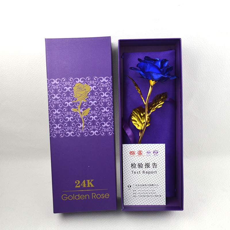 24K Gold Foil Rose Cross-Border Supply Simulated Rose with Gift Box Creative Event Gift Manufacturer Spot Wholesale