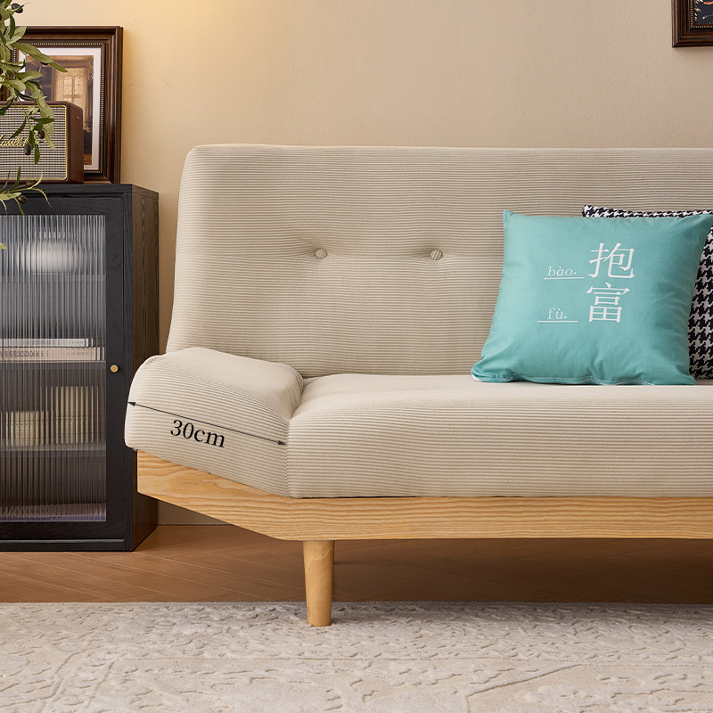 Small Apartment Living Room Solid Wood Cloud Fabric Sofa Bed Two-In-One Single, Double and Three-Person Folding Sofa Bed Two-In-One