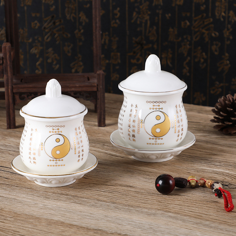 God of Wealth Water Supply Cup Guanyin Great Sadness Curse Buddha Worship Cup Buddha Sacred Water Cup Gold Double Dragon Great Compassion Water God of Wealth Supply Cup
