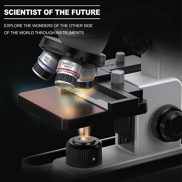 Microscope professional metal objective moving caliper can see bacteria science experiment suit high-definition educational toys