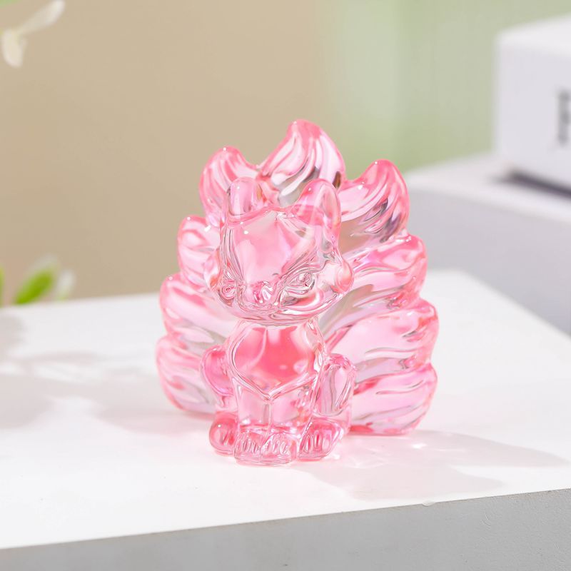 Creative glass nine-tailed fox animal desktop decoration fortune wholesale cross-border crystal nine-tailed fox small gifts