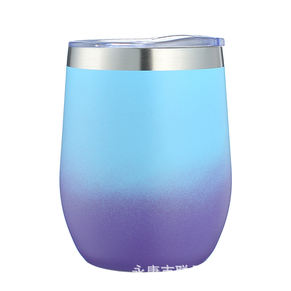 Amazon Hot Sale 12oz Eggshell Cup Double Layer 304 Stainless Steel Vacuum Thermos Cup Spray Paint Spray Plastic U-shaped Egg Cup