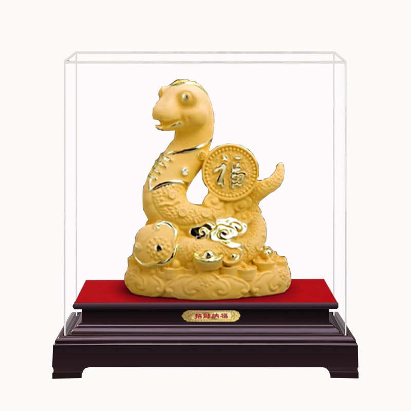 2025 Year of the Snake Golden Snake Welcomes Ornaments Velvet Sand Golden Snake Crafts Sales Opening Mascot Insurance Company Activities