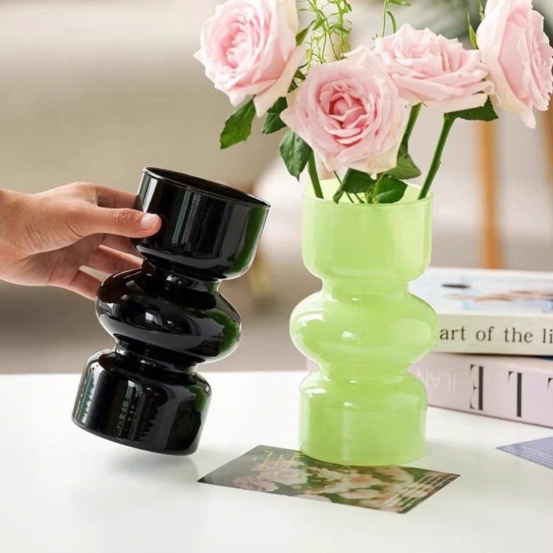 French Middle Transparent Glass Vase Desktop Ornaments Living Room Niche Flower-arranging Hydroponic Flowers Advanced Sense Decorations