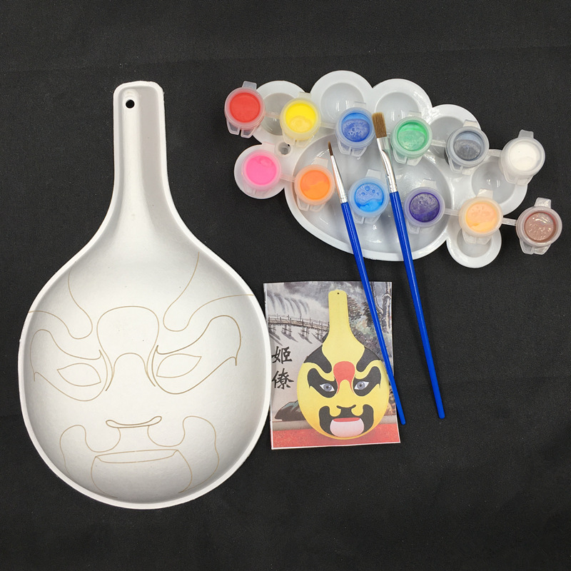 Small size pulp diy traditional culture handmade DIY horse spoon social Fire with pattern facial makeup white blank teaching material package