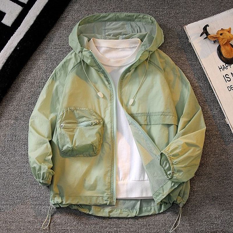 Children's sun protection clothing thin coat 2024 Summer new medium and big children's high-end outer wear skin clothing men's youth fashion