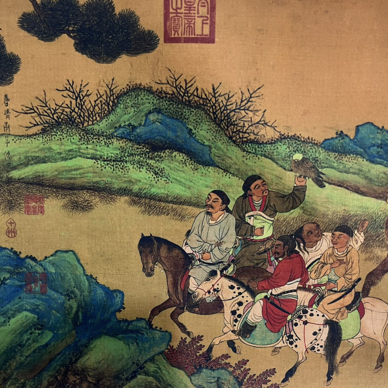 Antique Celebrity Calligraphy and Painting by Qiu Yingwen Ji Guihan, Scroll Painting for Living Room Decoration, Chinese Painting Collection Hanging Painting