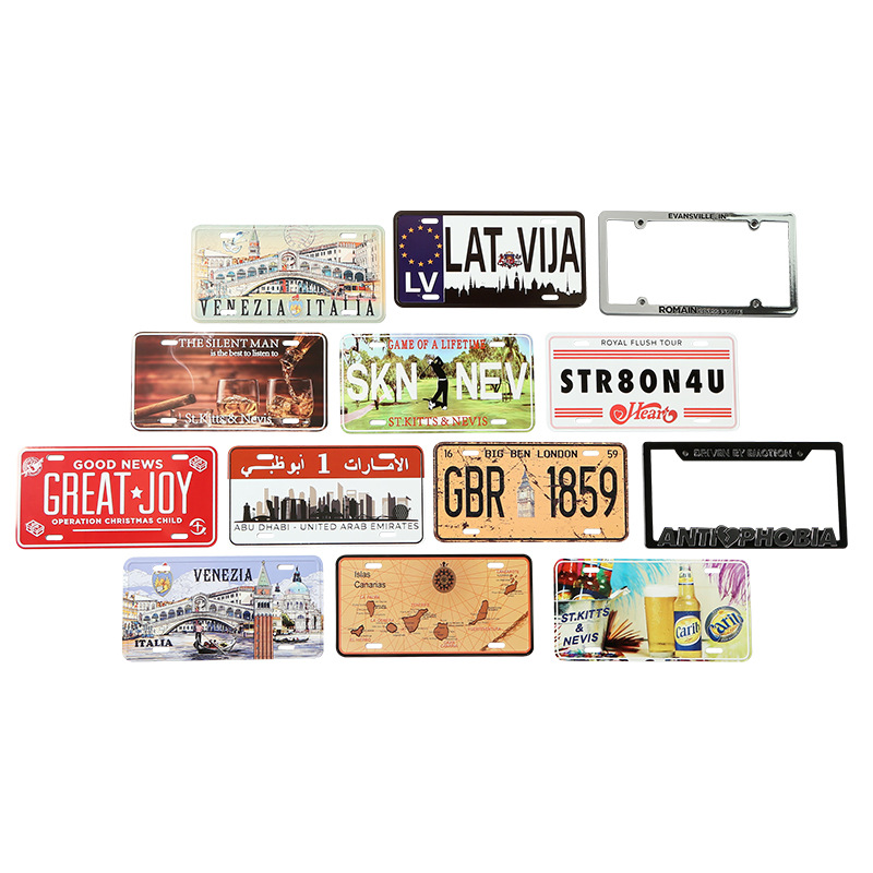 American retro tin painting license plate wall decoration bar cafe decoration blank wall wall decoration pendant license plate wholesale