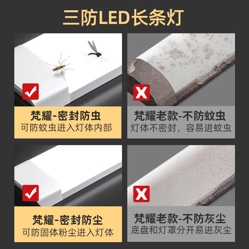 Three-proof led strip lamp integrated 1.2 meters display cabinet fluorescent lamp full set of household super bright energy-saving electric commercial