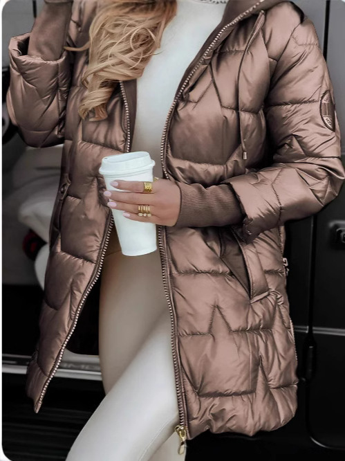 2024 Winter New Cross-Border European and American Style Amazon Temu Aliexpress Hooded Cotton Jacket with Three Zippers