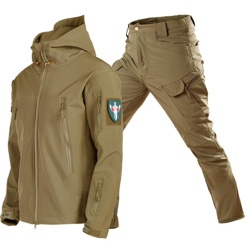 Cross-border Explosions Soft Shell Rush Suit Camouflage Coat Fleece Coat Tactical Jacket Coat