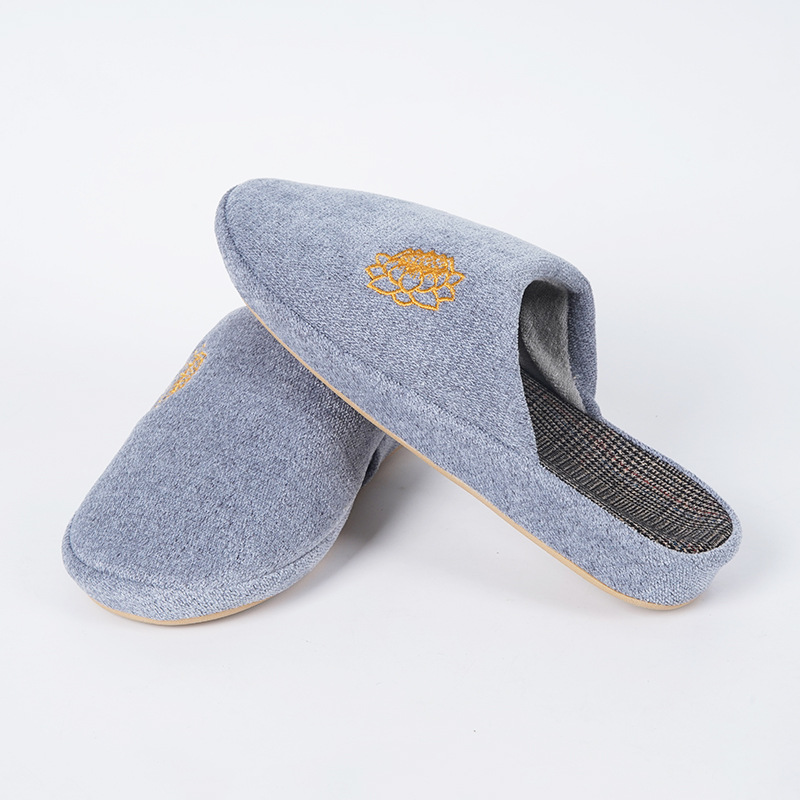 Custom Indoor Slippers Lotus Casual Taoist Slippers Autumn Winter Men Women Warm Cotton Slippers Thick Bottom Home Non-Slip