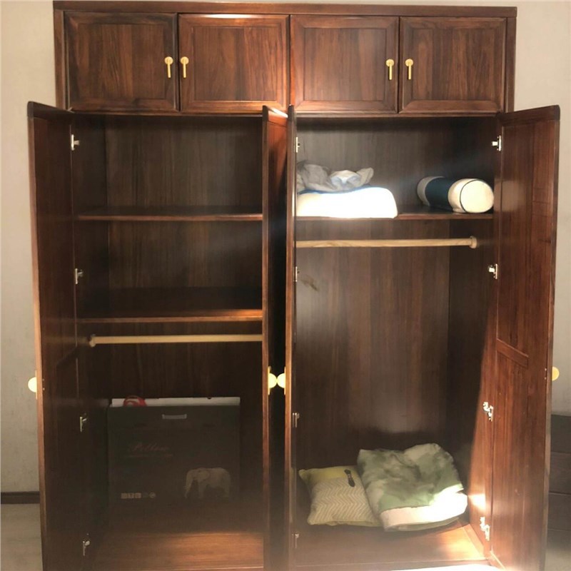 Take on the Entire Case of the Whole House Wardrobe, New Chinese Style Ebony Wood Modern Bedroom Villa, Full Wall Cabinets, Built-In Display Cabinets