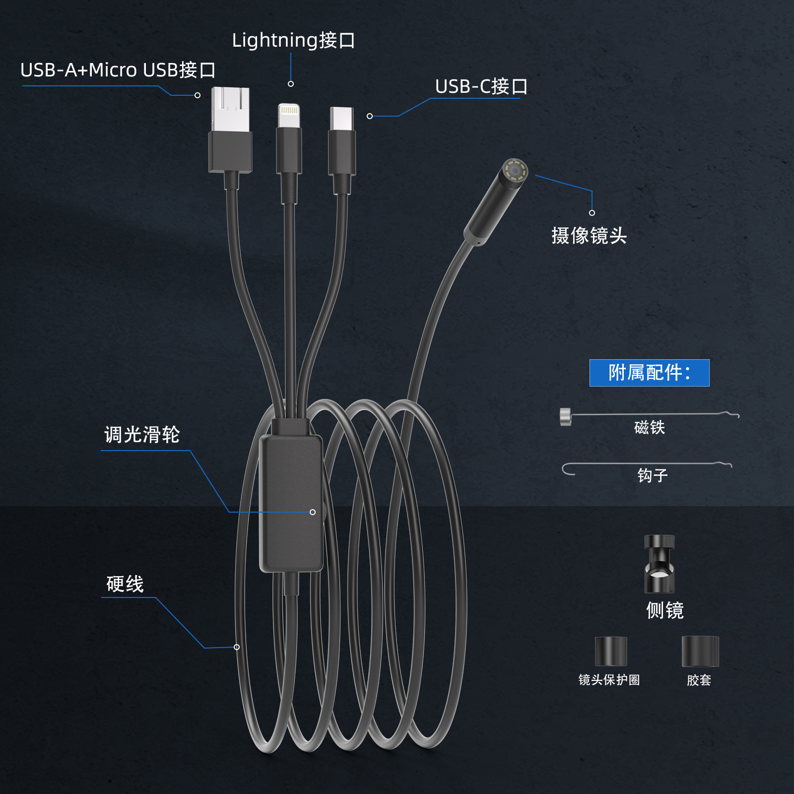 Nk-5001Pro Four-In-One Mobile Phone Industrial Endoscope Endoscope Apple Type-C Direct Connection Borescope