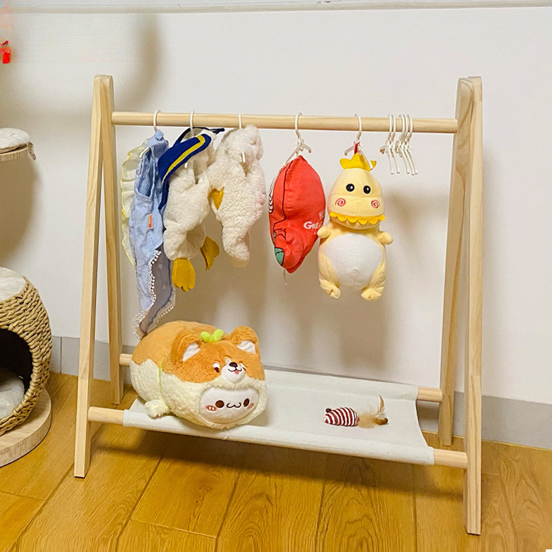 Деревянная вешалка для одежды для детей и домашних животных, вертикальная, напольная, из массива дерева