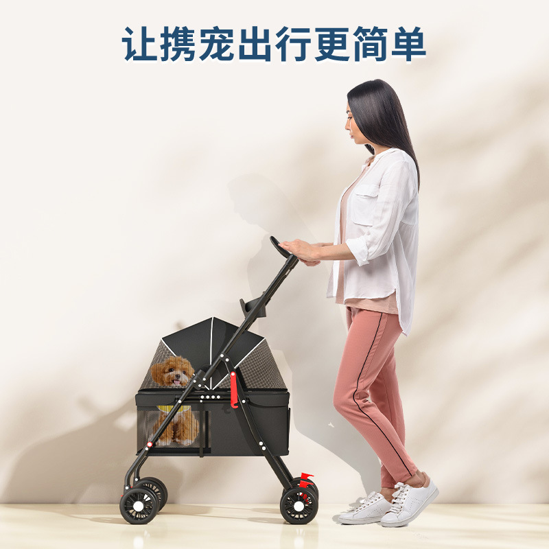 Pet Stroller for Cats and Dogs, Small Dogs and Cats, Teddy Stroller for Outings, Lightweight Folding Cross-Border Hot Sale