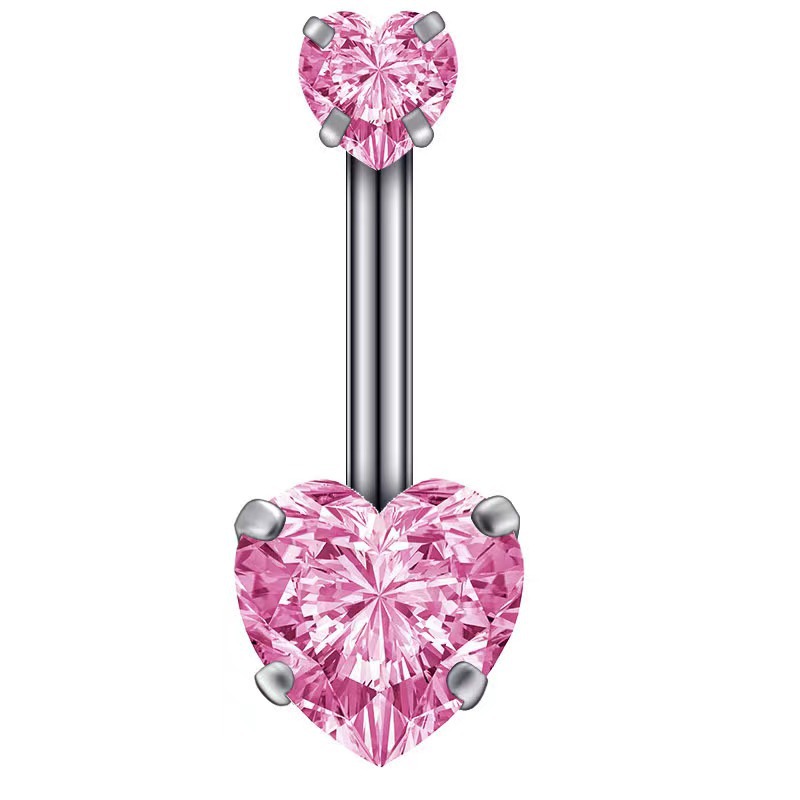 Stainless steel love zircon navel nail heart-shaped diamond navel ring puncture jewelry 2024 Amazon cross-border explosions