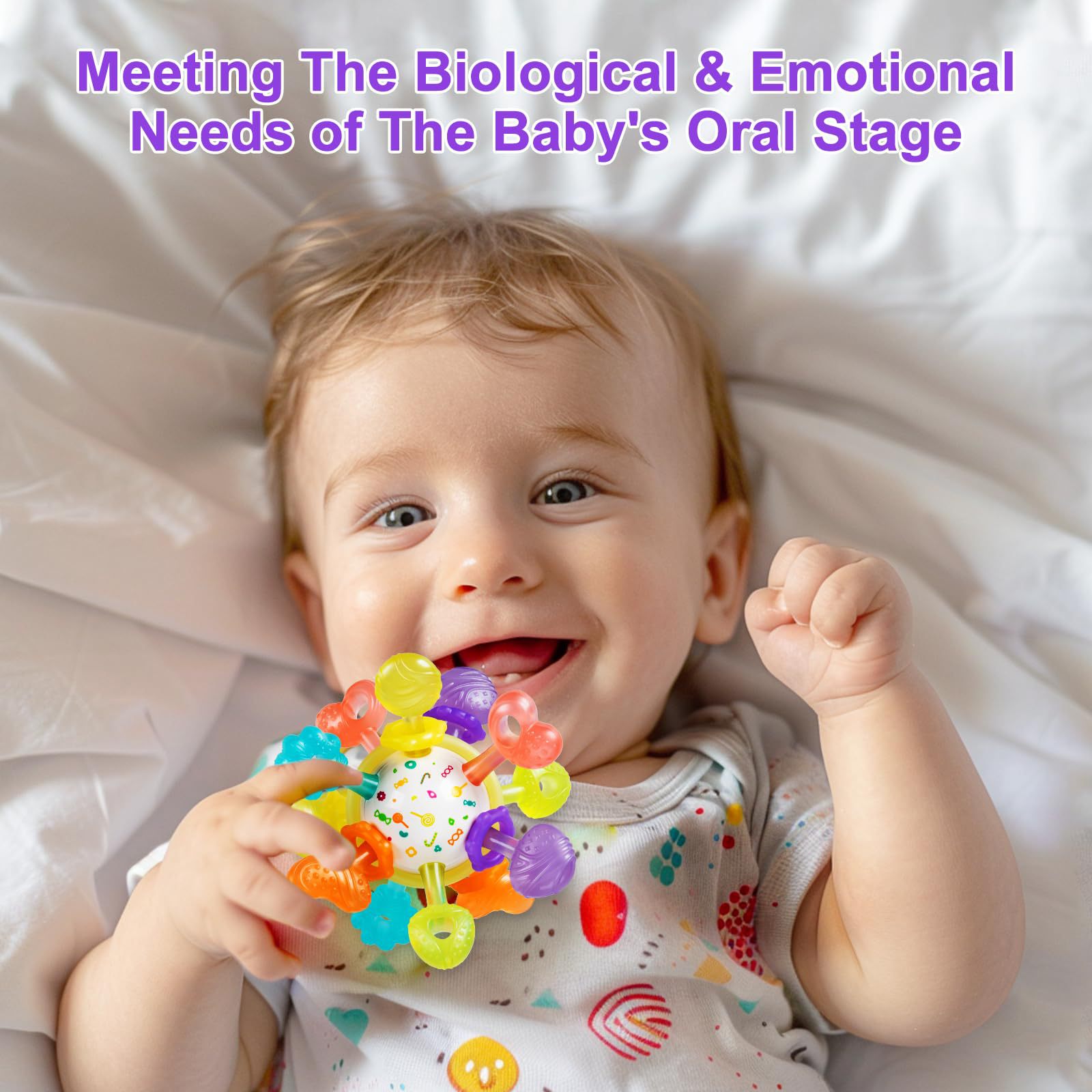 Cross-border Infant Montessori Silicone Bite Lara Grip Sensory Fun Hand-held Touch Ball Toy