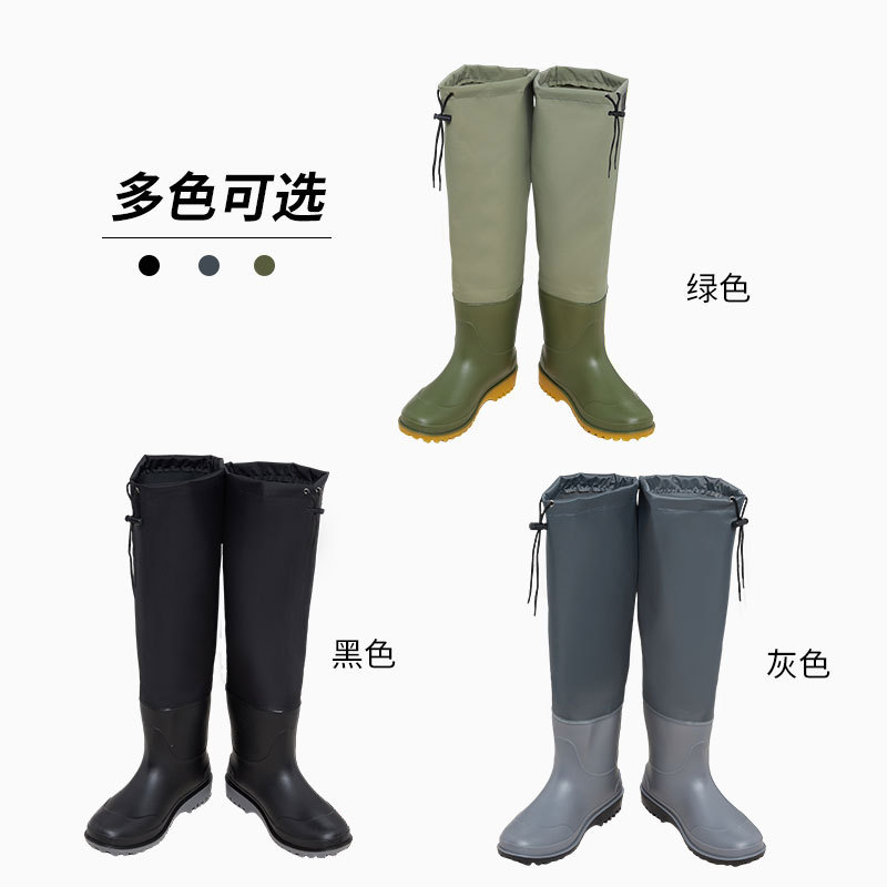 3D Heeled Nylon Medium Tube Waterproof Non-slip Rain Shoes Shoe Cover Thickened Water Pants Reservoir Half-length Catching Fish