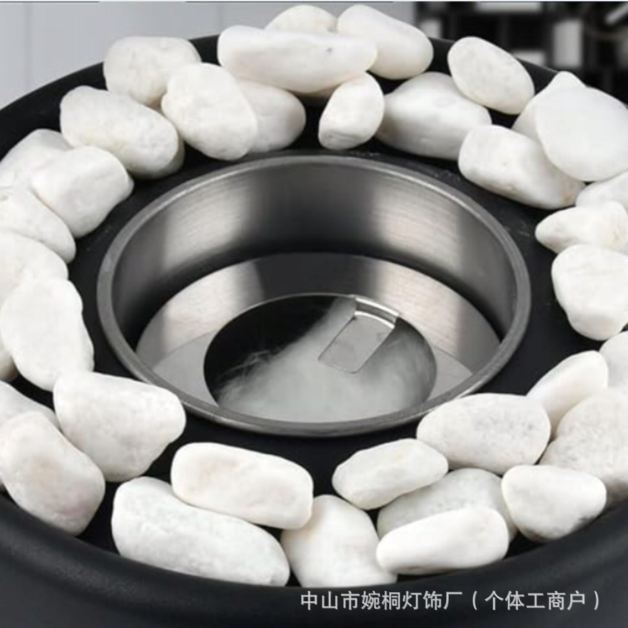 Desktop Alcohol Fireplace Lamp Indoor Stainless Steel Mini Portable Heating Stove Round Glass Smokeless Ornament Lamp