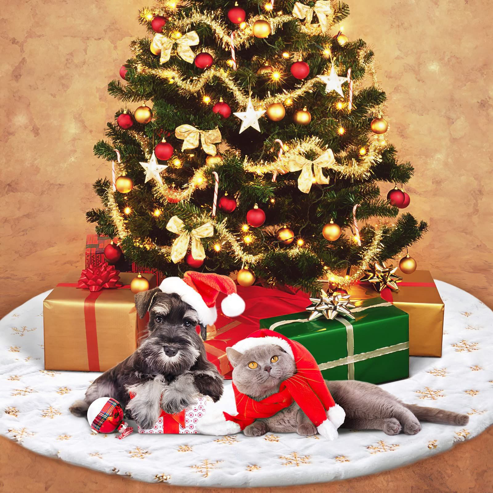 Cross-Border Christmas Tree Skirt Pearlescent Snowflake Sequin Tree Skirt White Plush Embroidered Tree Skirt Christmas Tree Decoration