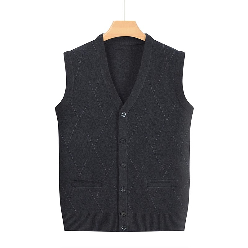 Source Factory Middle-Aged and Elderly Men's Grandpa Clothing Dad Cardigan Knitwear Men's Vest Knitwear Vest Outwear Autumn Vest