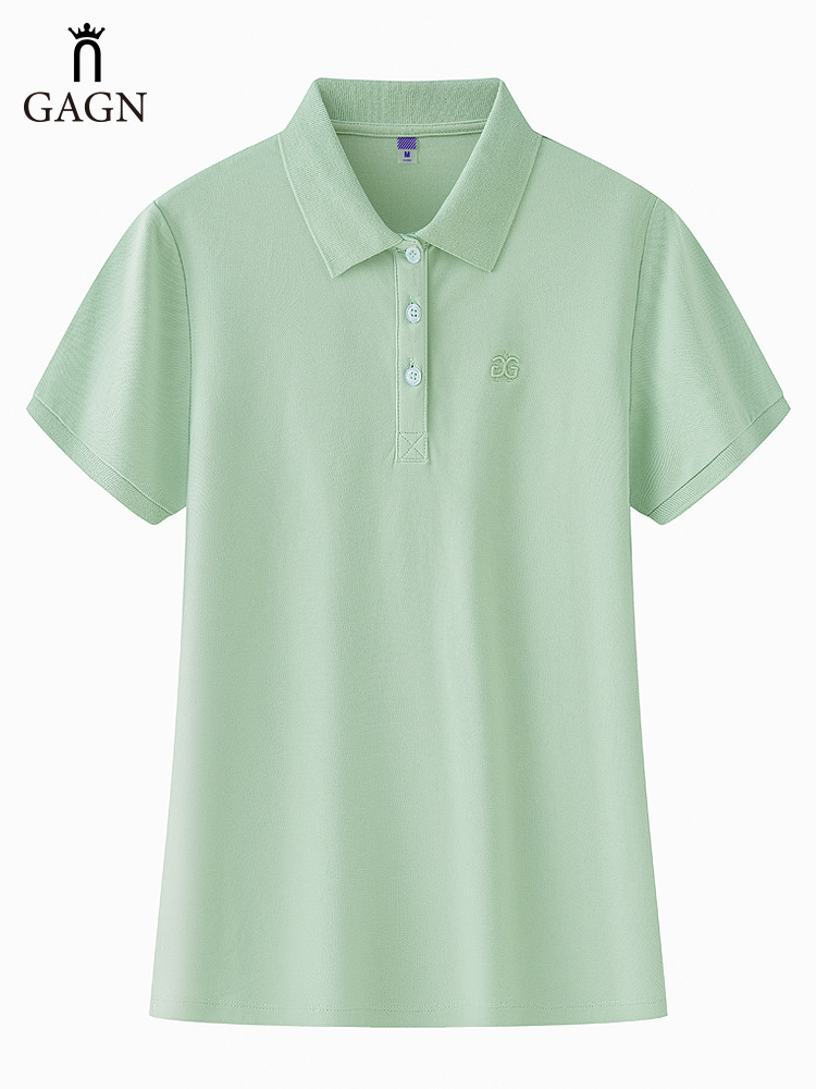 Crown Embroidery Summer Pure Cotton Shoulder Short Sleeve T-Shirt Women's Logo Paul Advertising Collar Women's POLO Shirt