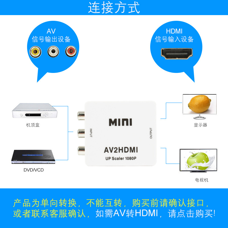 Av to HDMI Converter Dvd Three-Color Cable Set-Top Box Dance Mat Connected to Tv Monitor Hd Adapter Cable