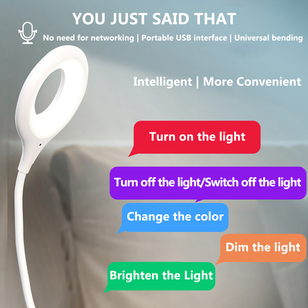 Cross-Border USB Voice Light Smart English Voice-Activated Light Mini Three-Speed Adjustment Portable Night Light Wholesale