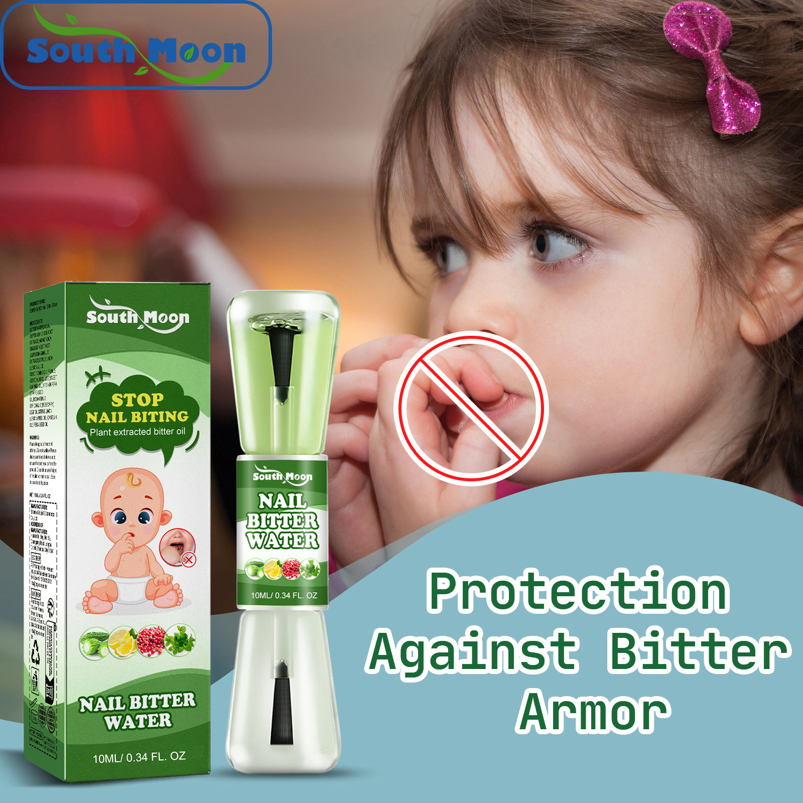 Защитный горький лак для ногтей для детей, предотвращает грызение ногтей у малышей