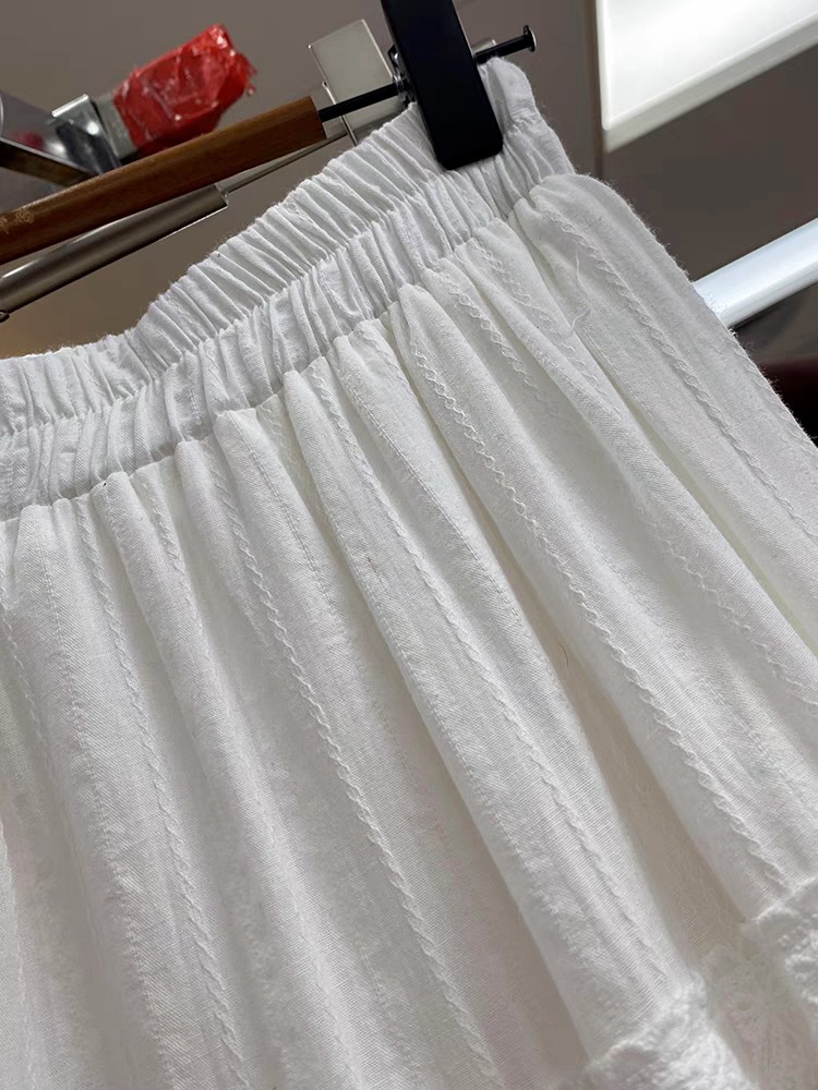 Gentle Style Sweet Lace Edge White Skirt 2025 Summer New Slimming Hierarchical Cake A- Line Long Dress