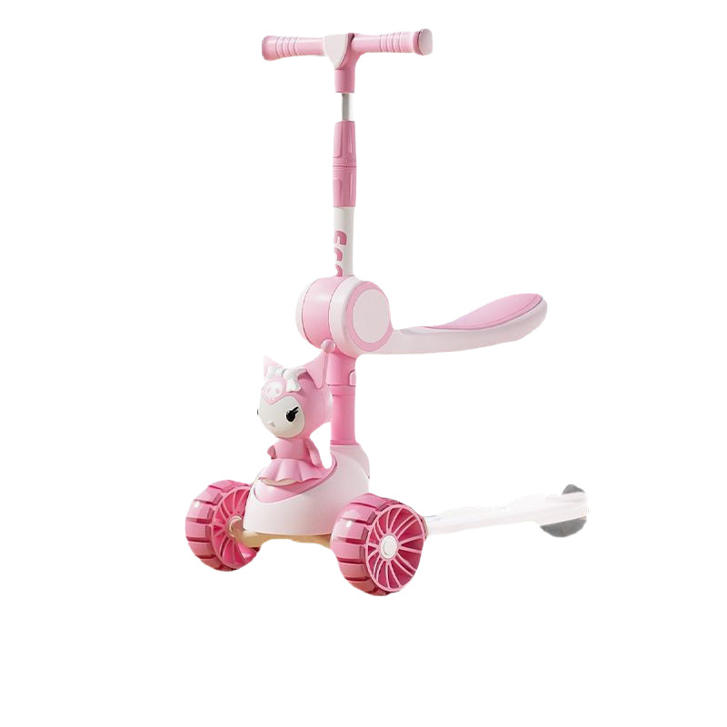 Children's Scooter Spot Foldableable Three-In-One with Seat 1-3-6 Years Old Kidsren's Bicycle Scooter Cross-Border