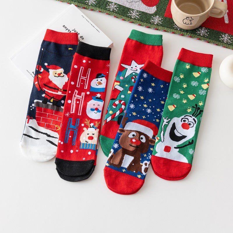Cotton Women's Cartoon Christmas Stocking Funny Halloween Stocking Stereo Ear New Year Stocking Red Stocking