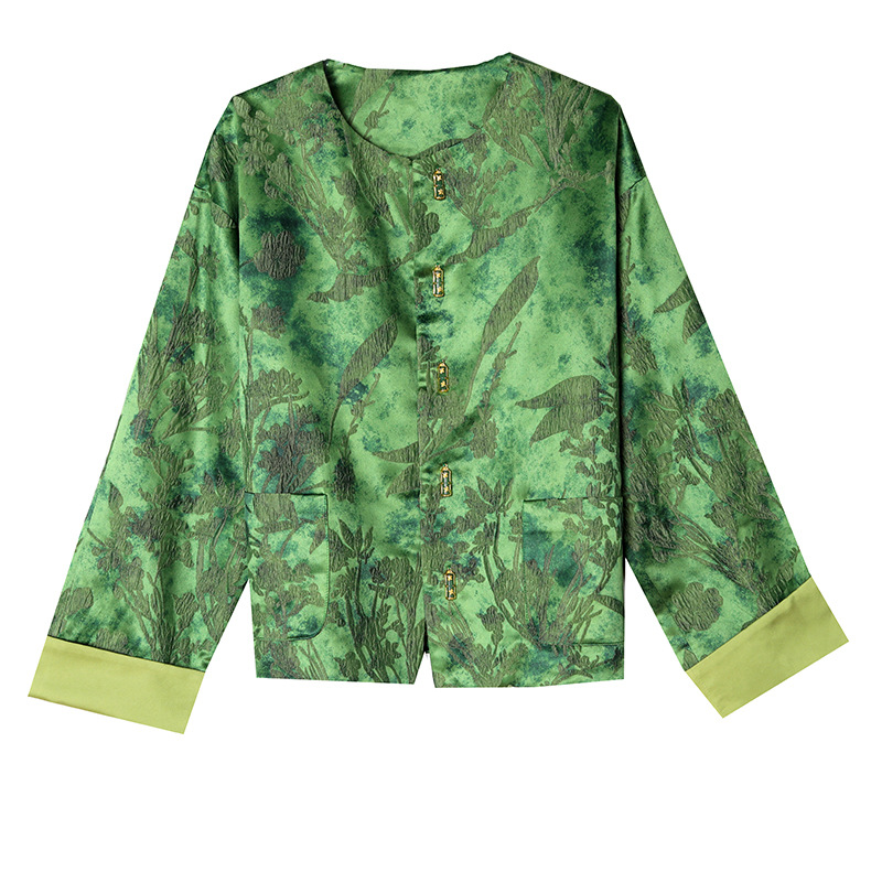 2025 spring new women's dignified atmosphere new Chinese style high-end national style jacquard long sleeve round neck coat