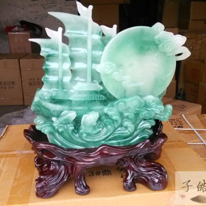Smooth sailing boat dragon boat resin crafts ornaments feng shui office opening decoration gifts