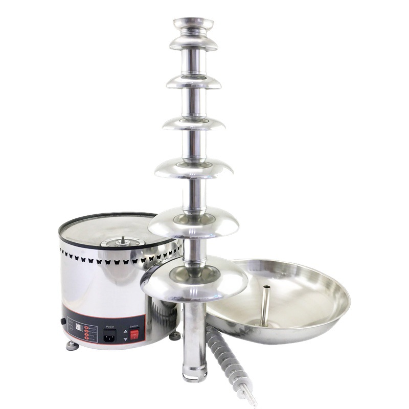 Commercial automatic chocolate fountain machine seven-layer stainless steel acrylic melting waterfall machine hotel self-service