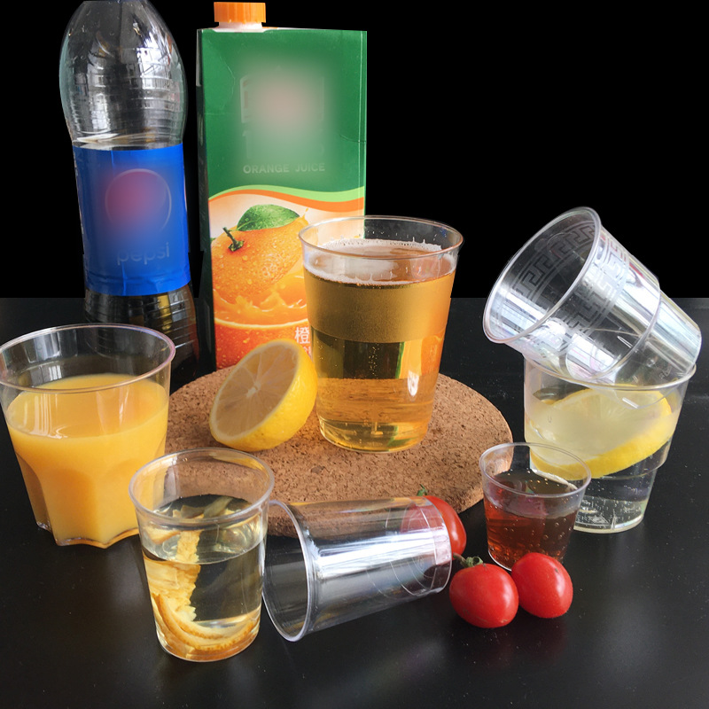 Disposable transparent cup thickened aviation crystal cup drinking cup drinking cup trial wine glass hard plastic cup wholesale